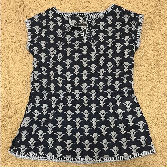Vineyard Vines Navy and Light Blue Cap-Sleeve Swim Coverup (Toddler) - Picture 1 of 4